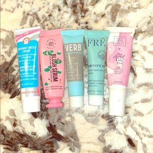 Serums, highlighter, and blush serum